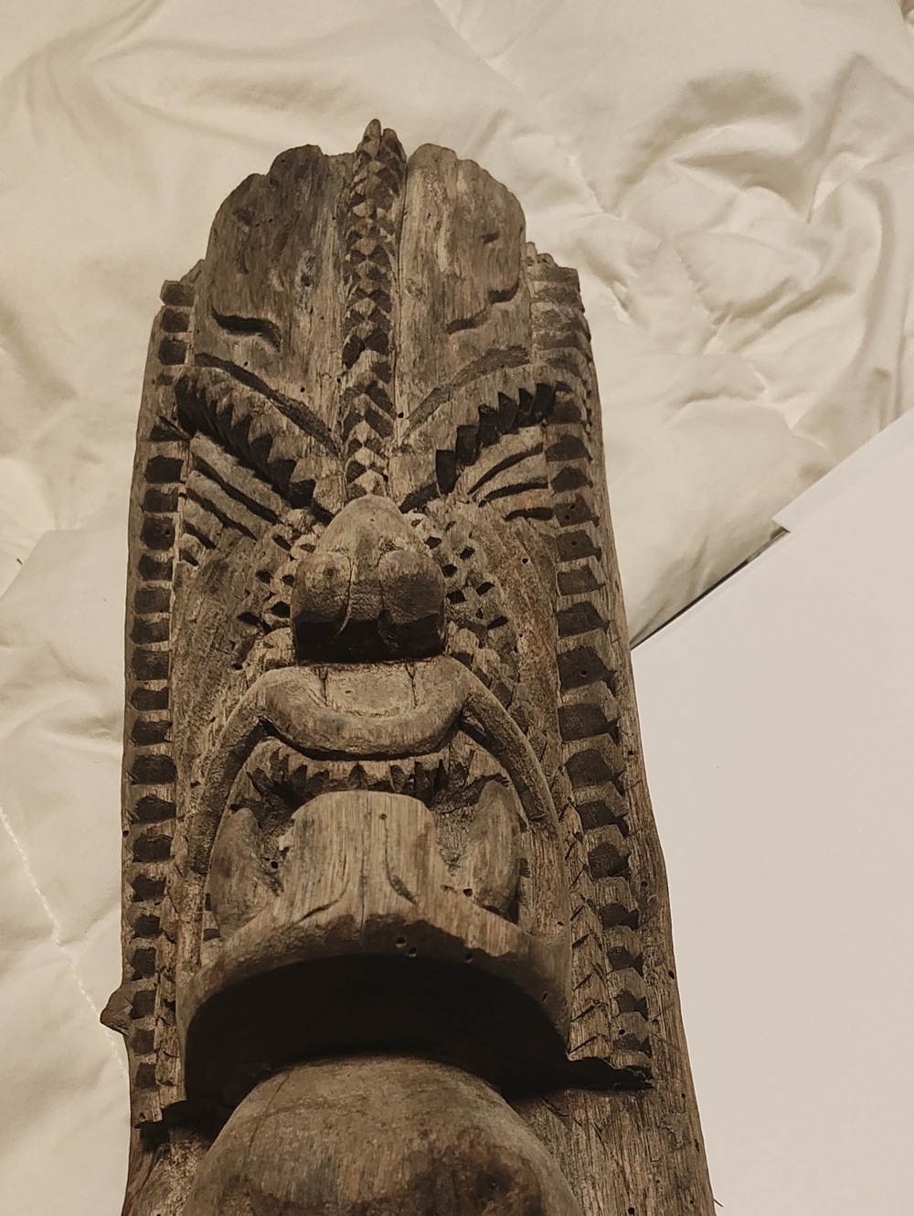 "tiki with two bottom fangs warrior"traditional Hawai God of War Ku by Kemo 1970 - Picture 9 of 12